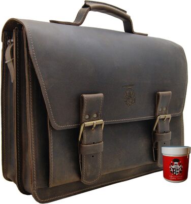 Портфель Freiherr von Maltzahn, сумка для ноутбука HERTZ з коричневої органічної шкіри, зроблено в Німеччині, включаючи догляд за