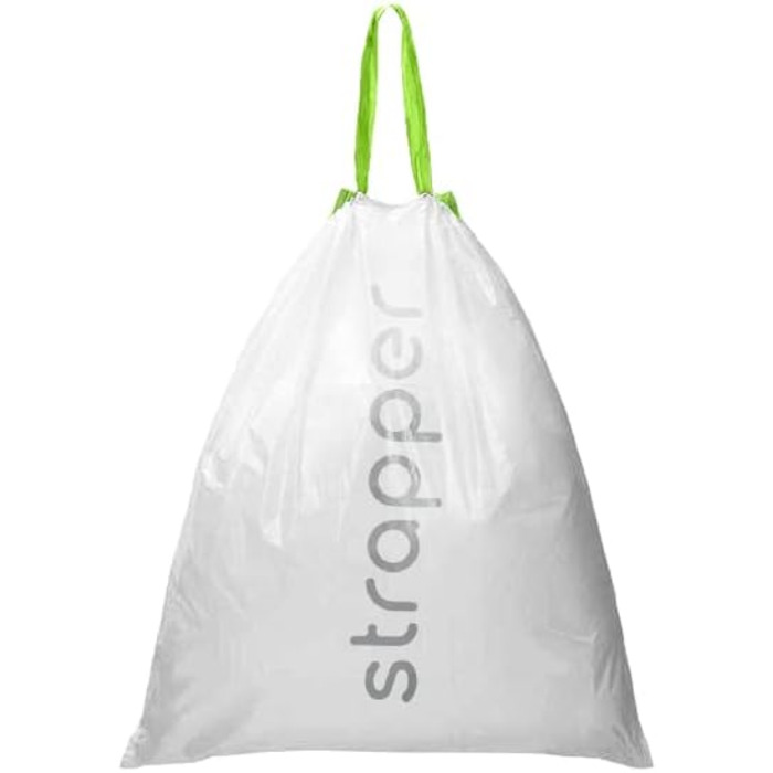Сміттєві пакети Strapper 125 світло-зелені Підходять для сміттєвих баків Brabantia з кодом G та сміттєвих баків Simplehuman з кодом D 23-30 літрів світло-зелені - 23-30 л 125 шт. (1 упаковка)