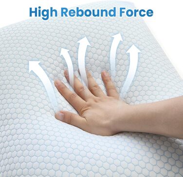 Охолоджувальна подушка UNIKOME 40x80 см, 2 шт., подушка з піни з ефектом пам&39яті, двостороння, охолоджувальна подушка холодна/тепла, знімна, синя для літа/осені, біла для зими/весни, Oeko-Tex 40 x 80 см, шестикутник 2