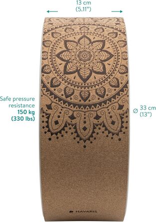 Колесо для йоги Navaris з корка - 33 см колесо для йоги, пілатесу та гімнастики - опорне колесо для йоги, кільце для йоги для розтяжки, гнучкості та вправ, стиль 2