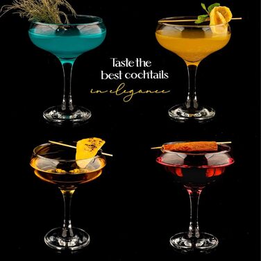 Набір склянок для коктейлів 2 (9 унцій/270 мл). Келихи для шампанського, келихи для еспресо-мартіні, келихи для мартіні, елегантні
