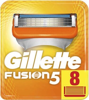 Леза для бритви Gillette Fusion 5 з обрізним лезом для точного та антифрикційного покриття, 8 змінних лез 8 шт. (1 упаковка) Старі