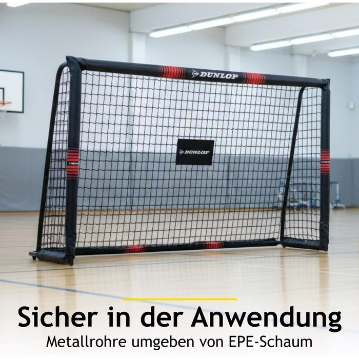 Футбольні ворота Dunlop - Футбольні ворота 300 x 200 x 90 см - Футбольні ворота - Футбольні ворота для саду, дітей та дорослих - Футбольне тренувальне обладнання, для приміщень та вулиці - Металеві - Чорний/Білий, Чорний/Червоний 180x120x60 см