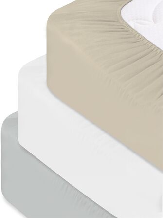 Простирадло на резинці з м&39якого ліоцеллового бавовняного матеріалу з глибиною кишені 35 см - дихаюче простирадло на резинці, бавовняне простирадло, колір 1 х бежевий, розмір 140-160 см x 200 см x 35 см, 1 х бежевий 140-160 см x 200 см x 35 см