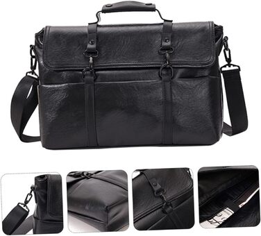 Шматок PU шкіряний портфель для чоловіків середнього розміру чорний діловий ноутбук сумка через плече для роботи школи і подорожей