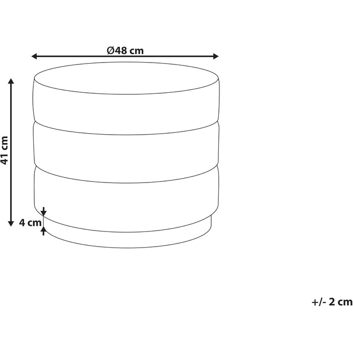 Пуф Beliani, оксамитовий, бежевий, круглий, Ø 39 см, золотий обідок, нержавіюча сталь, трирівневий градієнт кольорів, Louin