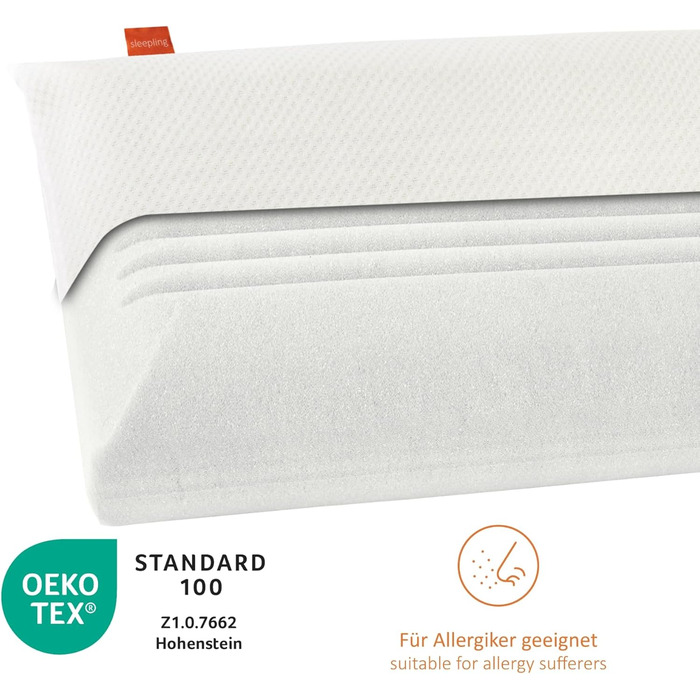 Ортопедична подушка для шиї Sleepling, надзвичайно жорстка тверда віско-подушка 40 x 80 см, в&39язкоеластична подушка, піна з ефектом пам&39яті, можна прати, сертифікована Oeko-Tex, зроблена в ЄС, біла, НАДЗВИЧАЙНО ТВЕРДА 40 x 80 см