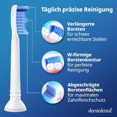 Насадки demirdental підходять для змінних щіток Philips Sonicare ProResults Середні насадки для щітки для щоденного точного чищення зубів, HX6018, 8 шт.