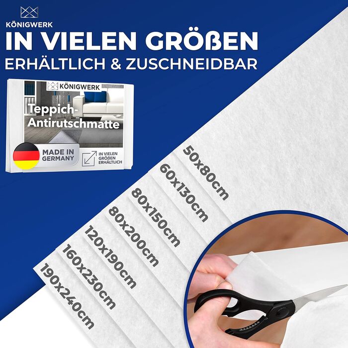 Протиковзкий килимок для килимів (120 x 190 см) Без пластифікаторів - Надзвичайно надійний протиковзкий килимок для килимів та всіх видів підлогових покриттів - Ідеальна протиковзка підкладка для килима