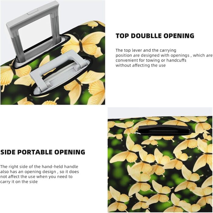 Чохол для валізи Метелик, міцний захист для багажу розміру XL (45.7-81.3 см), чорний