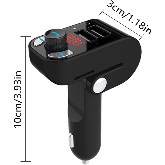 ГГц сумісний з автомобілем FM-передавач Подвійний USB-порт Автомобільний зарядний пристрій Підходить для 12V-24V TRUCK SUV Сумісний FM-передавач Чорний, 2 4