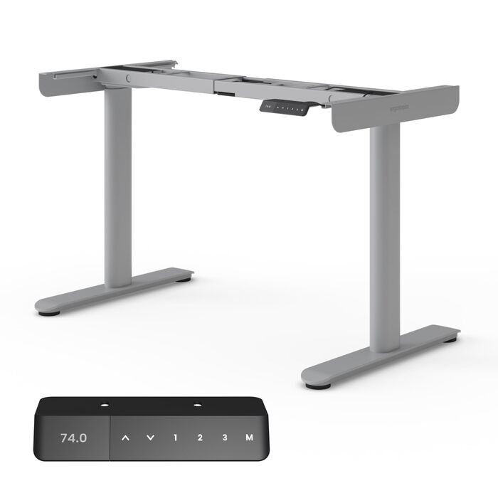 Каркас столу з регулюванням висоти, каркас столу з електричним регулюванням висоти, сертифікований TV, стіл з регулюванням висоти та подвійною моторною системою, 7-річна гарантія, платиново-сірий