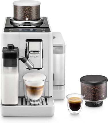 Кавомашина De'Longhi Rivelia 16 напоїв, білий колір, автоматичне спінювання молока