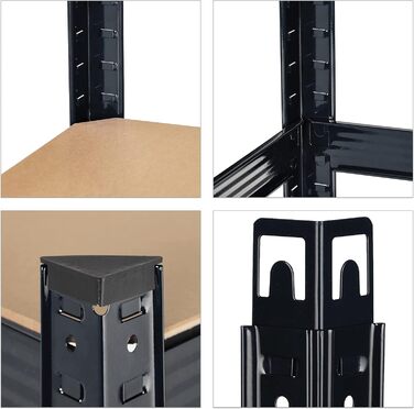 Надміцний стелаж Relaxdays, 5 ярусів, сталь, В x Ш x Г 180 x 90 x 45 см, чорний Вантажопідйомність 875 кг, модульний, для підвалу, гаража