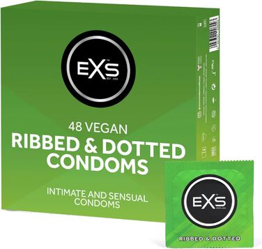 Текстуровані презервативи З натуральним латексом та силіконовим мастилом Ребристі та з крапкою Веганські Упаковка з 48 шт. (48 шт. в упаковці)