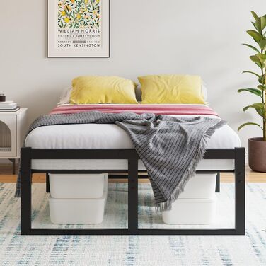 Ліжко 120x200 см, Каркас ліжка 120x200 з металевою рейковою основою, Металеве ліжко 120x200 см з місцем для зберігання - висота 32 см, Гостьове ліжко, Двоспальне ліжко, Пружинний матрац не потрібен, Чорний каркас ліжка 120 x 200 см