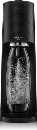 Виробник газованої води Terra Value Pack x2 з 2 пляшками, які можна мити в посудомийній машині, 1 л і 1 циліндром CO2 Quick Connect об'ємом до 60 л, чорний матовий