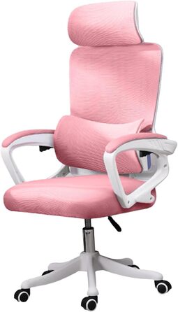 Ігрове крісло KIMISS з поперековою опорою, ергономічне крісло, багатофункціональне підйомне крісло для дому, навчання, офісу, комп&39ютерних ігор (РОЖЕВЕ)