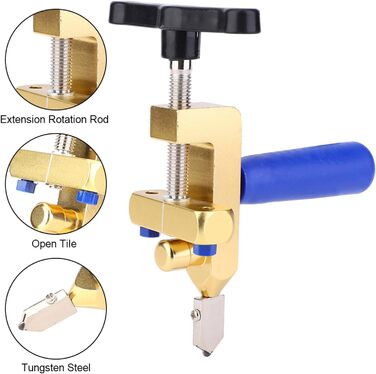 Плиткоріз для керамічної плитки, багатофункціональний інструмент для різання скла та кахлю для дому та майстерні, ідеально підходить для різних матеріалів товщиною від 3 до 15 мм