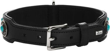 Нашийник для собак, шкіряний, в індіанському стилі, з кристалами, 55 (M), чорний чорний 55 (M)