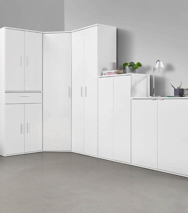 Шафа для документів mokebo, багатофункціональна шафа (60x180 см) Довга з дерева, також підходить як офісна шафа, універсальна шафа або шафа для взуття, а також як комора або шафа білого кольору -11 багатофункціональна шафа З відділеннями