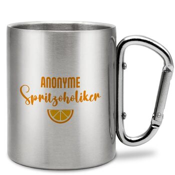 Чашка для пиття з нержавіючої сталі з карабіном Ідея подарунка 330 мл Чашка Для кемпінгу Ключки Срібний