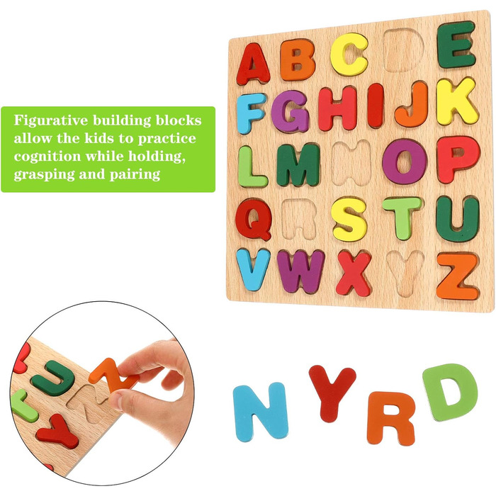 Дерев&39яні іграшки-пазли Gitua, 2 частини, барвистий алфавіт, букви ABC, цифри, дизайн, дерев&39яні блоки-пазли для малюків і діт