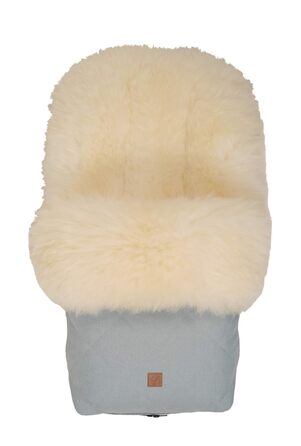 Муфта для ніг з овчини Nelly Limited Edition, овчина молочно-пісочного кольору, крижано-зелена