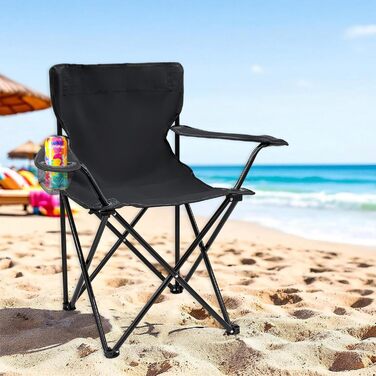 Складаний кемпінговий стілець Spetebo з тримачем для напоїв, набір з 2 шт. - 9 кольорів - Складаний кемпінговий стілець з сумкою для перенесення - Складаний стілець для фестивалів, відпочинку, саду, риболовлі, витримує до 100 кг, чорний