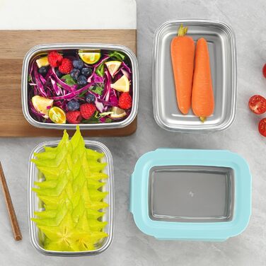 Контейнери для зберігання продуктів Misichao з нержавіючої сталі з кришками, штабелювані контейнери для їжі для кухні та комори, герметичні, багаторазові, металеві ланч-бокси Bento для дітей та дорослих, 650 мл, 4 білих жовтих рожевих зелених 650 мл 650 м