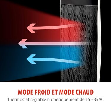 Електричний обігрівач та вентилятор Alpina - коливальний баштовий вентилятор з пультом дистанційного керування та таймером - регульована температура від 15 до 35C - обігрів та охолодження - 20 x 18 x 61 см електричний обігрівач та вентилятор 2000 Вт