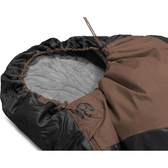 Ультралегкий спальний мішок normani Runty КОМПАКТНИЙ РОЗМІР Наповнювач з 3D мікрофібри Microtech, водонепроникний літній спальний мішок коричневого кольору 210 см x 75 см x 60 см (правий)