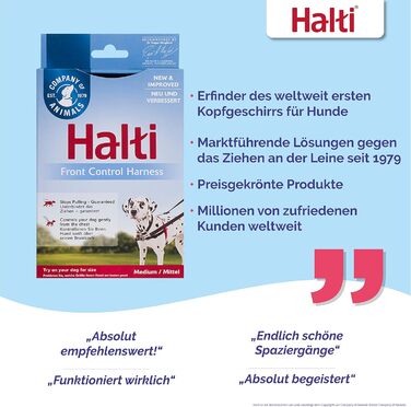 Шлейка HALTI для контролю тяги, розмір Середній - запобігає смиканню собаки на повідку, забезпечує м'який контроль над собакою через грудну частину, проста в регулюванні та використанні