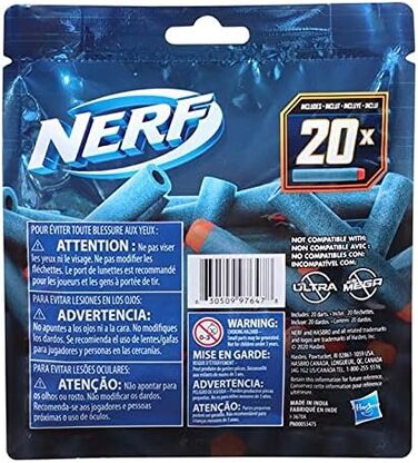 Включає 20 офіційних дротиків Nerf Elite 2.0, сумісних з усіма бластерами Nerf Elite, 2.0 20-Dart Refill Pack -