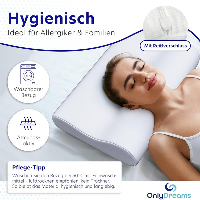 Ергономічна подушка для шиї з холодної піни Регульована висота вибір жорсткості Подушка для сну на спині, животі та на боці - Сертифікована Oeko-TEX - (Базова - Холодна піна) Базова - Холодна піна 50 см x 32 см x 11,9 см