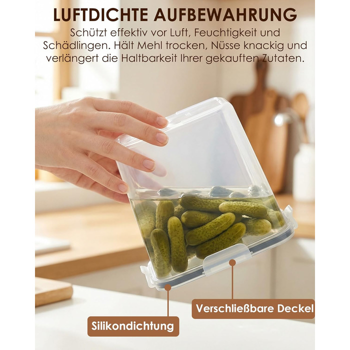 Герметичні контейнери для зберігання з кришками, 24 шт. и, штабелюються, без бісфенолу А, коробки для зберігання харчових продуктів для кухні, підходять для борошна, круп та макаронних виробів