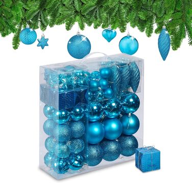 Набір із 110 шт різдвяні кульки сині Relaxdays