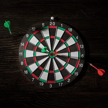 Мішень для дартсу, звичайна 38 см, двосторонній щит для дорослих та підлітків з 6 сталевими дротиками, круглий корпус для кріплення на стіну