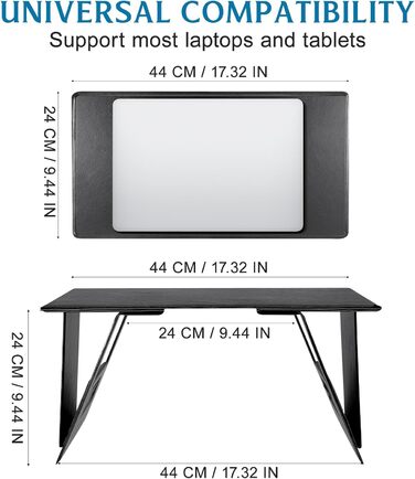 Портативний складаний стіл для ноутбука для автомобіля, дивана, ліжка. Міцна стільниця високої щільності, багатофункціональний стіл для читання та ноутбука, стандартний розмір