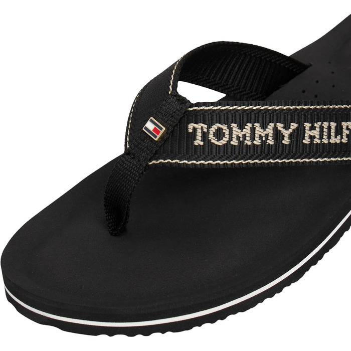 Жіночі шльопанці Tommy Hilfiger на середній танкетці, літні, чорного кольору, 42 EU