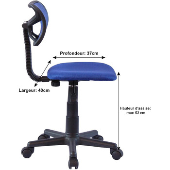 Дитяче обертове крісло IDIMEX Milan з сітчастим чохлом, синє - регульоване по висоті письмове крісло зі стійкою основою, обертове крісло для дитячої кімнати, дитяче обертове крісло макс. вантажопідйомність 50 кг