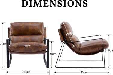 Крісло Chairus з м&39яким покриттям для вітальні, виготовлене зі штучної шкіри, сучасне крісло-гойдалку для спальні з підлокітниками (коричневе)