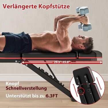 Складана регульована силова лава GIKPAL 360 кг, багатофункціональна тренувальна лава з підйомом ніг, похилою лавою, лавою для жиму лежачи з 7 регульованими положеннями спинки для силових тренувань усього тіла у вашому домашньому спортзалі