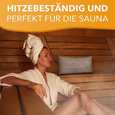 Термостійка подушка для сауни Zebra, яку можна прати - підголівник для сауни з льону та бавовни - зручна подушка для шиї 43x26 см для гамака Wellness, пляжу, пікніка (натуральний/білий)