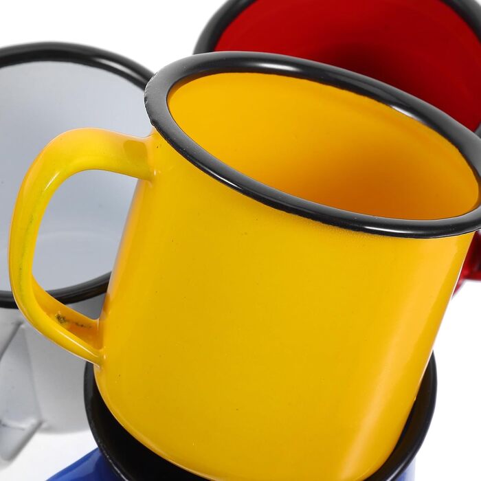 Набір з 4 емальованих кухлів для пиття BESPORTBLE, ретро емальовані кавові кухлі з нековзною ручкою, легкі та міцні для подорожей, офісу та дому