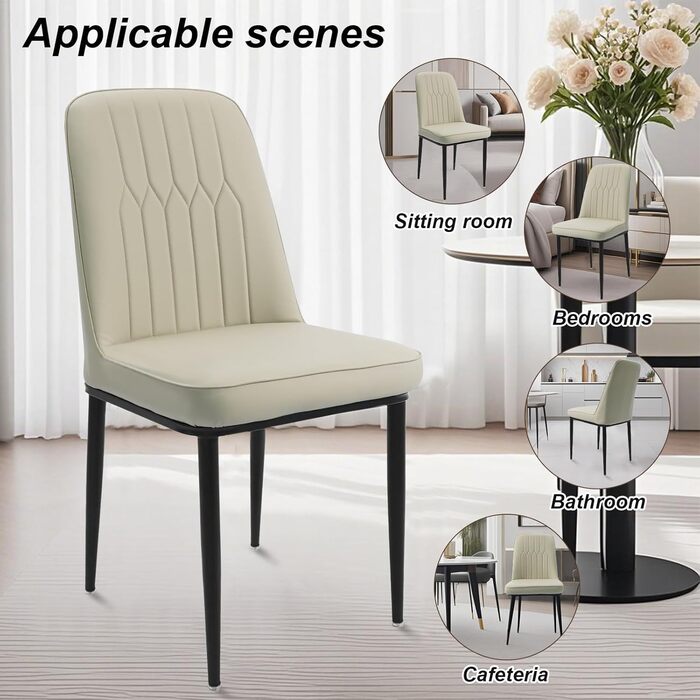 Обідні стільці, комплект з 2 шт. з оббивкою зі штучної шкіри, ергономічне крісло для їдальні, висока спинка, зручне м&39яке крісло, сучасне кухонне крісло, білий колір