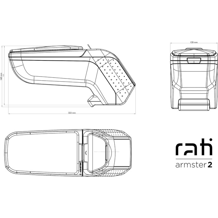 Підлокітник Rati Armster2 підходить для CITROEN C4 2021- чорний Центральний підлокітник з відсіком для зберігання речей, ідеально підходить для центральної консолі Чорний