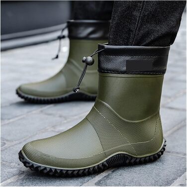 Чоловічі гумові чоботи, короткі гумові чоботи, одяг для роботи на природі, водонепроникне взуття, низькопрофільні, легкі, нековзні, водні чоботи, чорні, EU 40