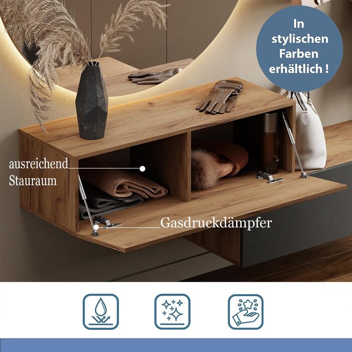 Меблі для передпокою Шафа для одягу Підвісна шафа для одягу 2 шт. 100 см золотий дуб - антрацит/золотий дуб, компактна шафа для од