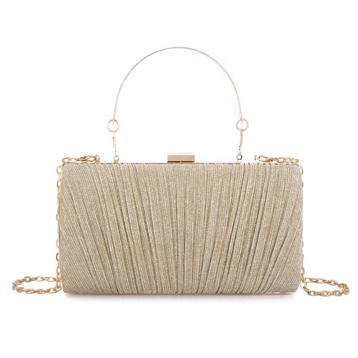 Золотий клатч для вечірок та свят жіноча сумочка з плісе та ланцюжком